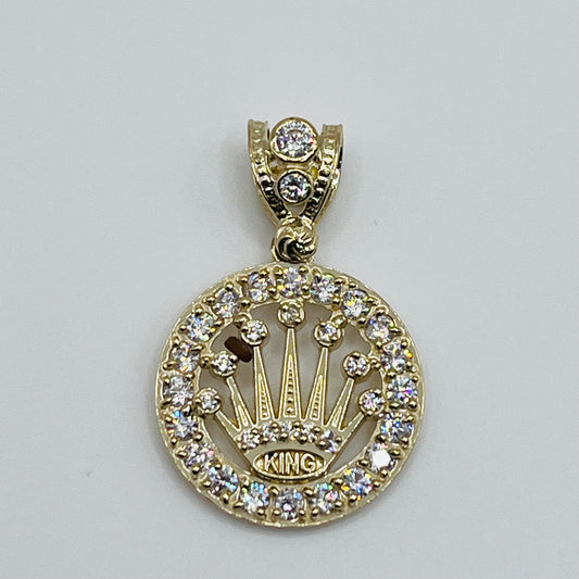 10K Gold CZ RX Crown Charm