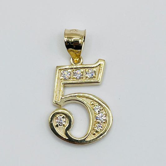 10K Gold CZ Number Charms