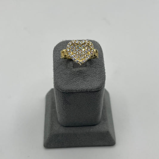 10k Gold RX White Heart CZ Ring (medium)