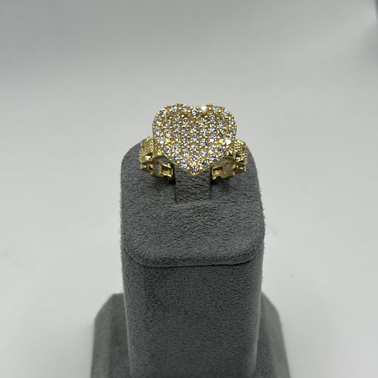 10k Gold Rx White Heart Cz Ring (Large)