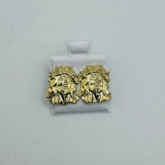 10K Gold Jesus Piece Earrings (side profile)