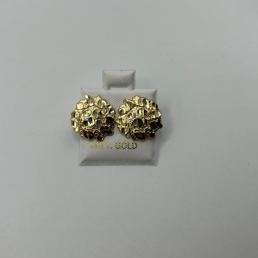 14k Gold Round Nugget Earrings (XL)
