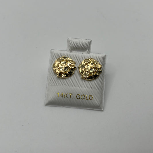 14k Gold Round Nugget Earrings (Small)