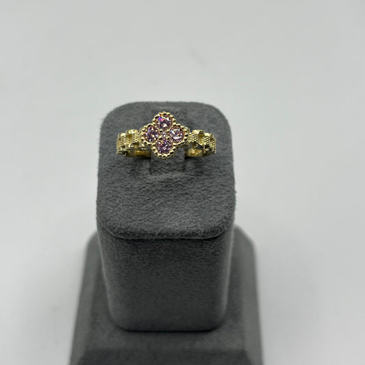 10k Gold Pink Clover Rx Ring