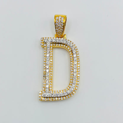 14K Diamond Initial Pendant (Large Block Font)