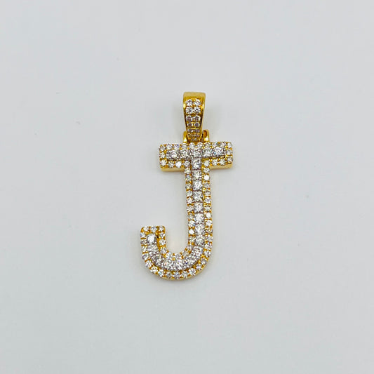 14K Gold Diamond Initial Pendant