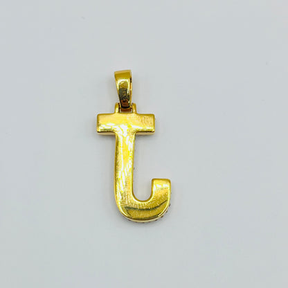 14K Gold Diamond Initial Pendant (Block Font)
