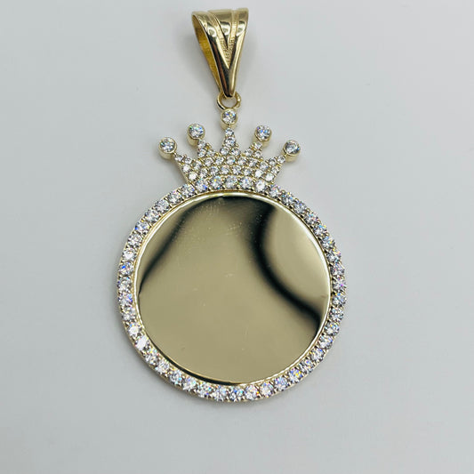 14K Gold Picture Pendant with Crown