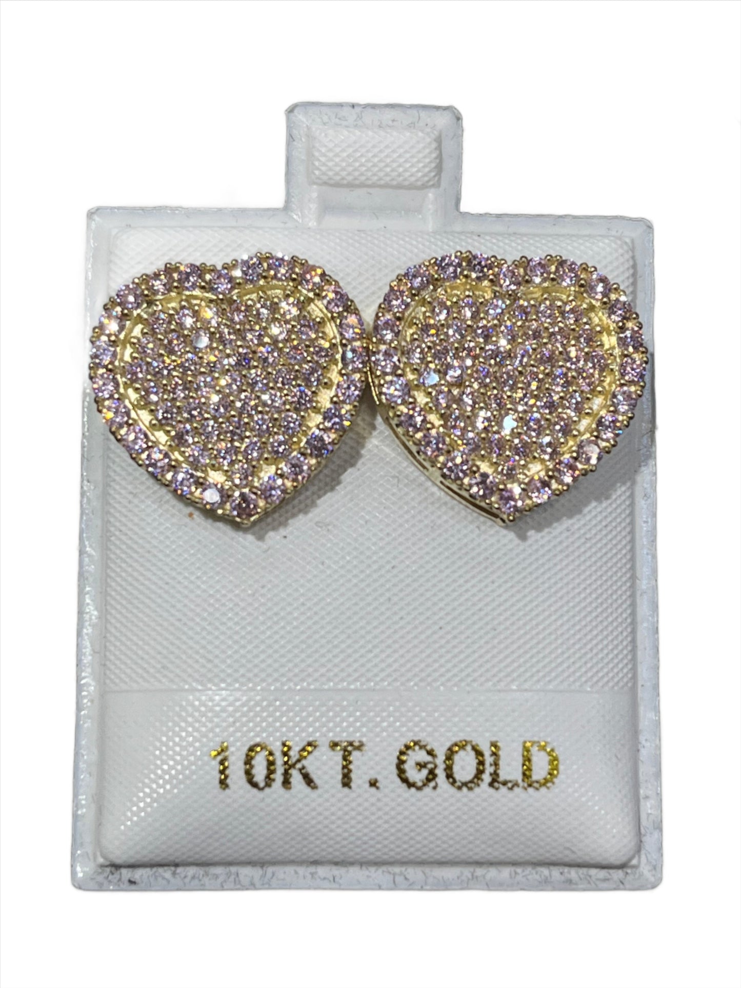 10K Gold Pink Heart Earrings (17mm) LIMITED