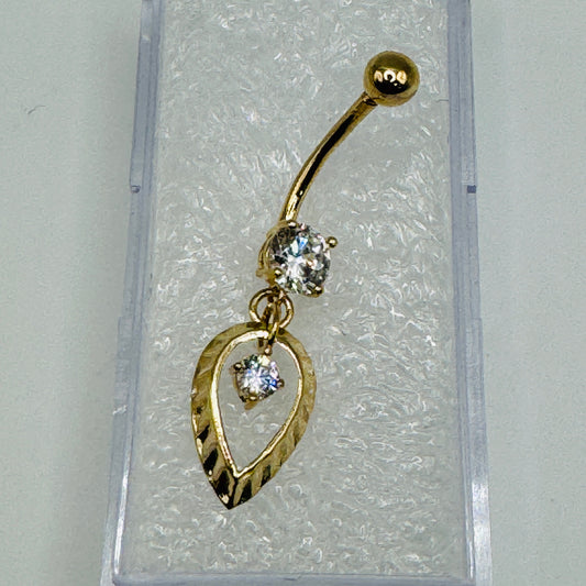 14K Solid Gold  Fancy CZ Belly Ring