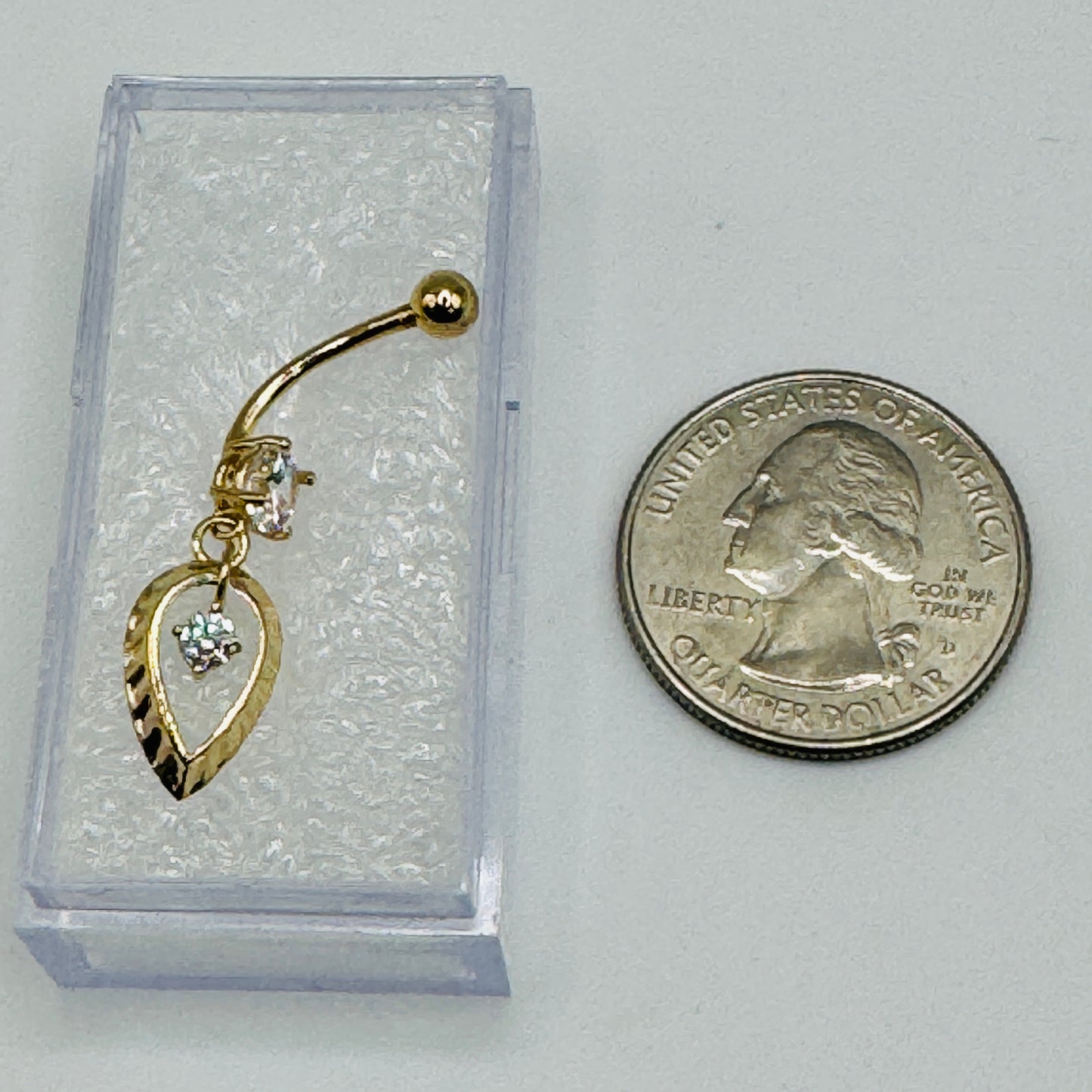 14K Solid Gold  Fancy CZ Belly Ring