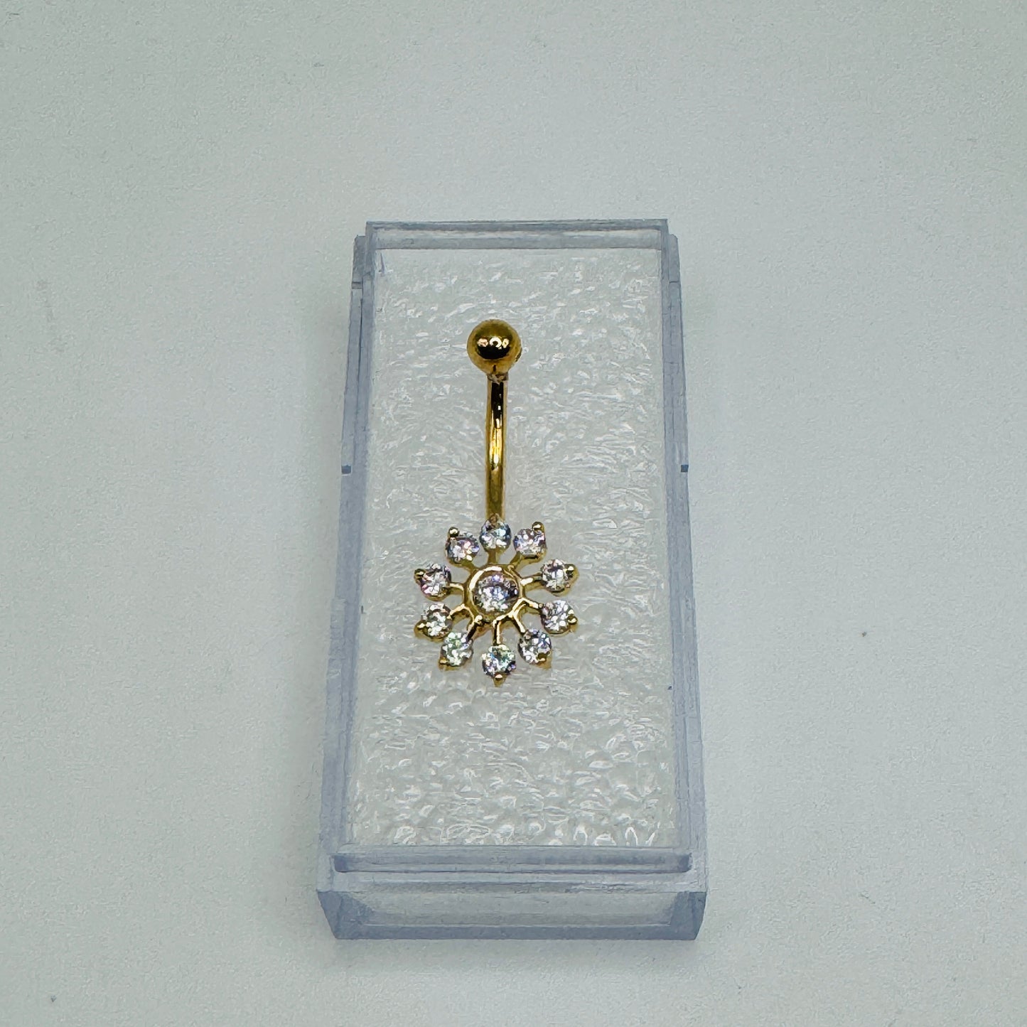 14K Gold Snowflake CZ Belly ring