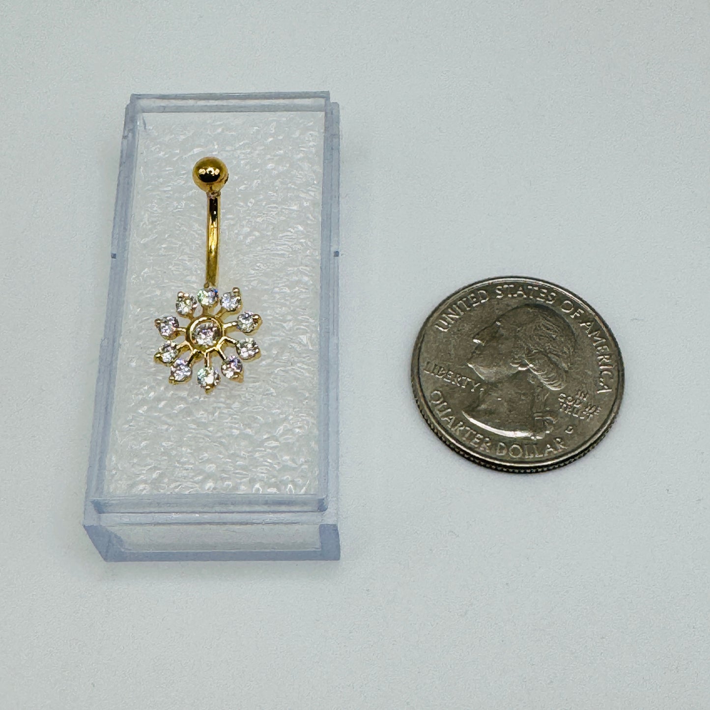 14K Gold Snowflake CZ Belly ring