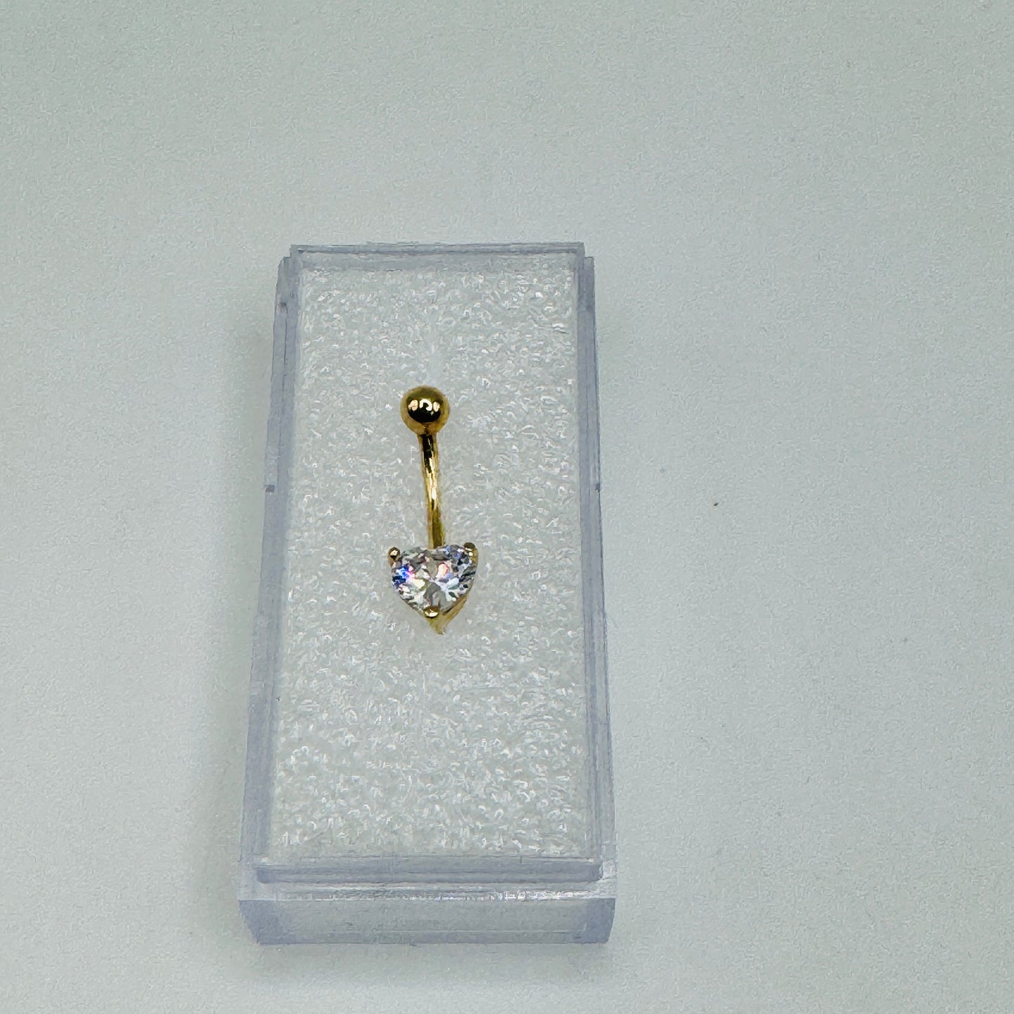 14K Solid Gold  CZ Belly Ring