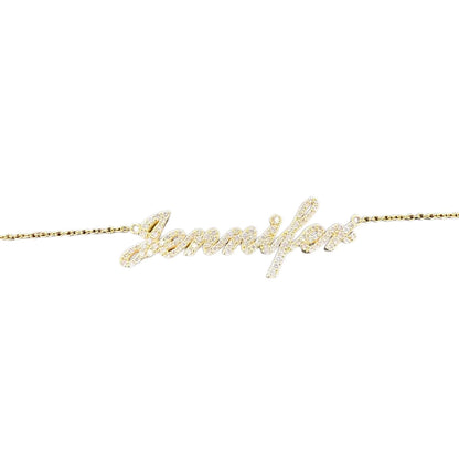 14K Gold Diamond Nameplate (with chain)