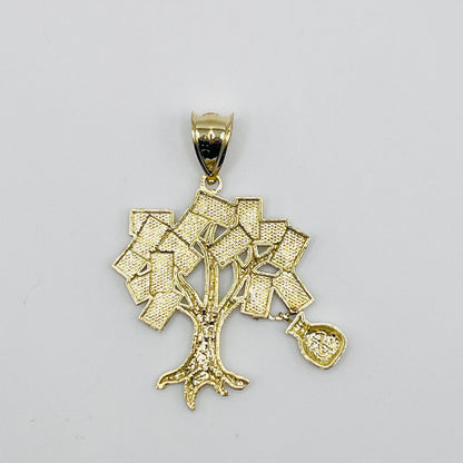 10K Gold Money Tree Charm with Dangling Money Bag