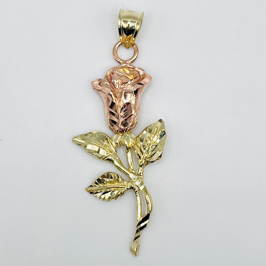 10K Rose and Yellow Gold Rose Charm