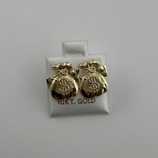 10k Gold Mini Moneybag 2 Earrings