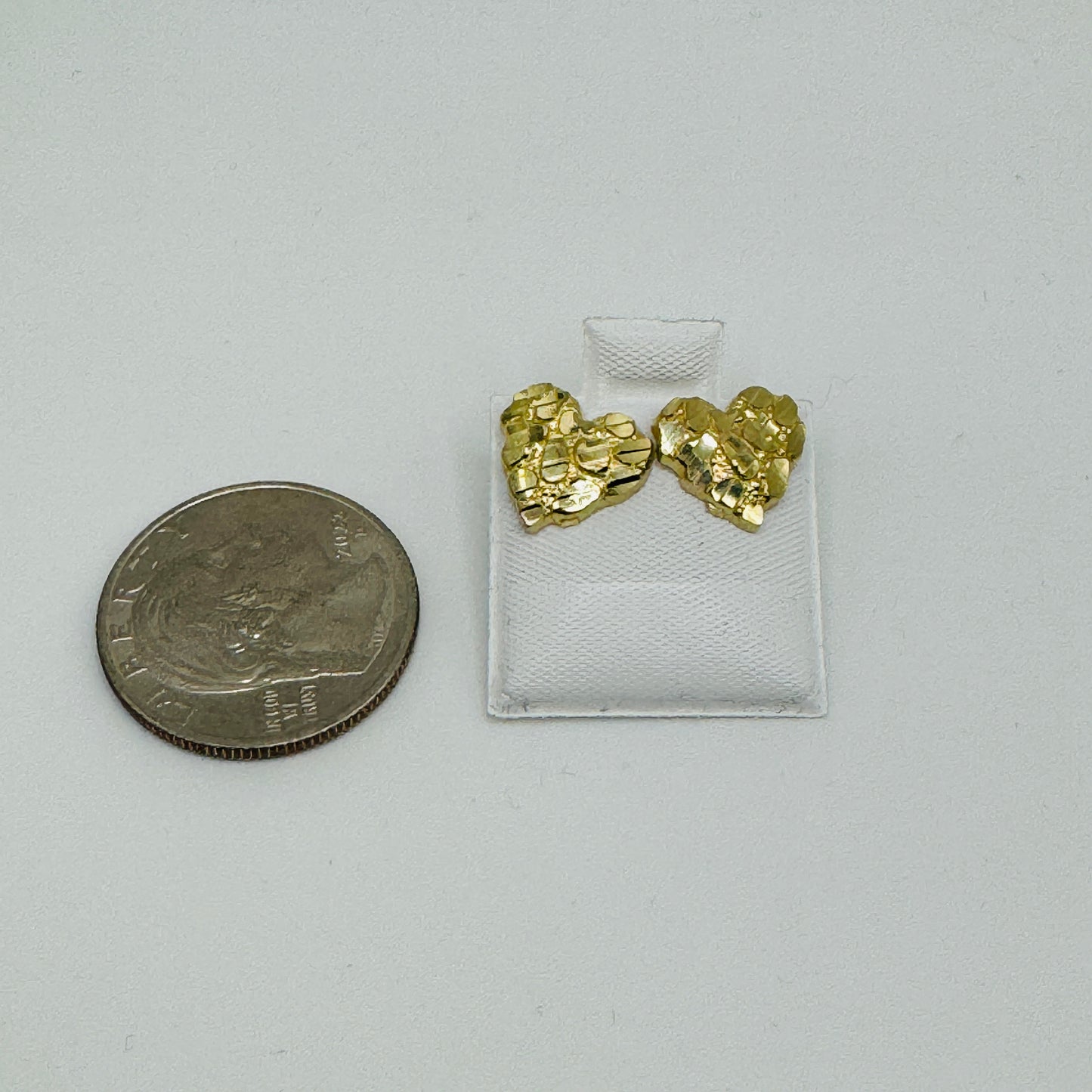 10K Gold 12mm Heart Nugget Earrings