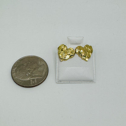 10K Gold Heart Nugget Earrings (small 10-11mm)