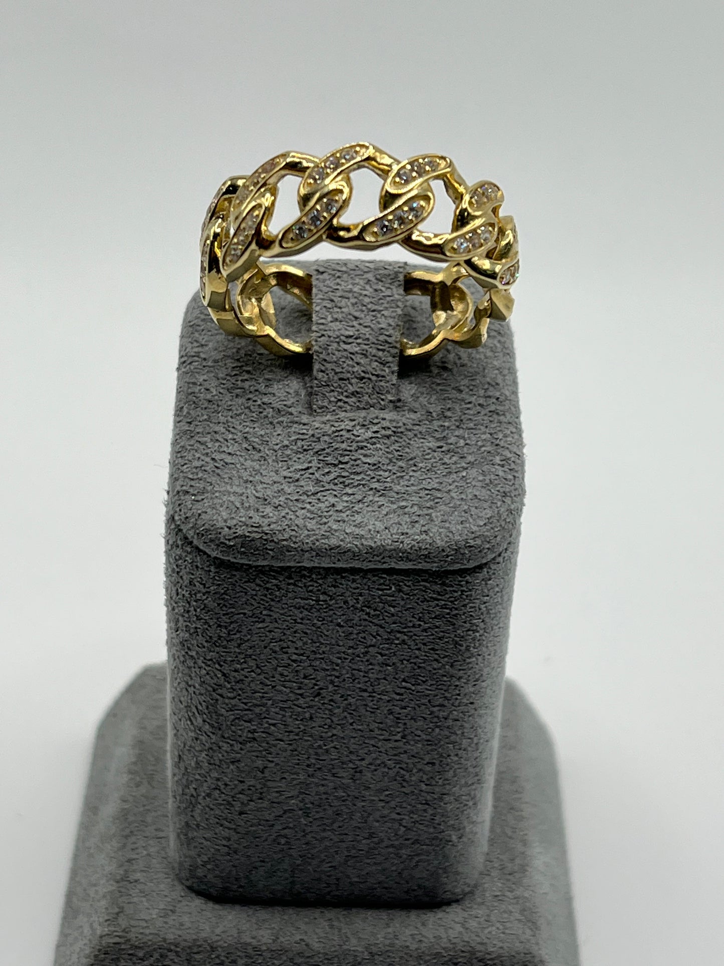 10K Gold Miami Cuban Ring with CZ's