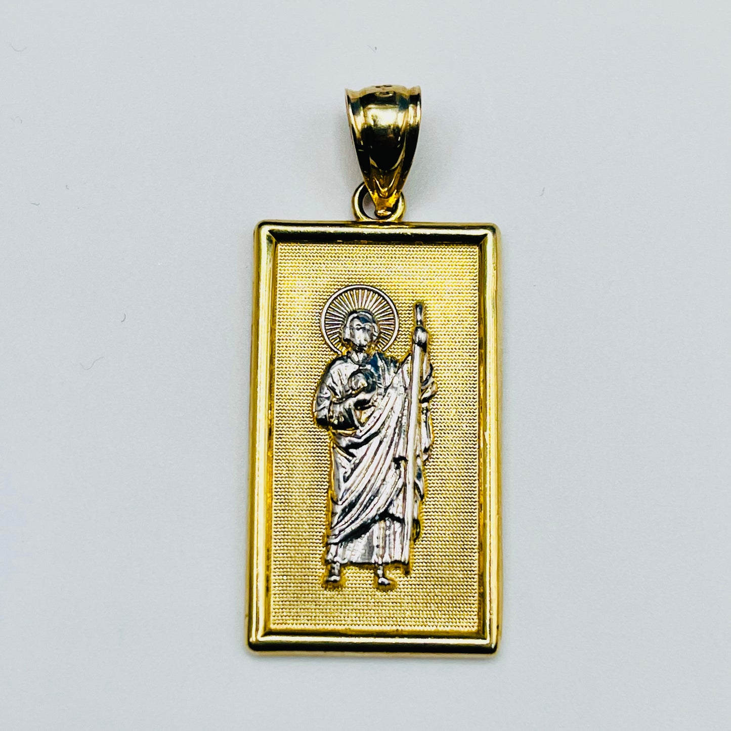 14K Gold San Judas Rectangle Charm