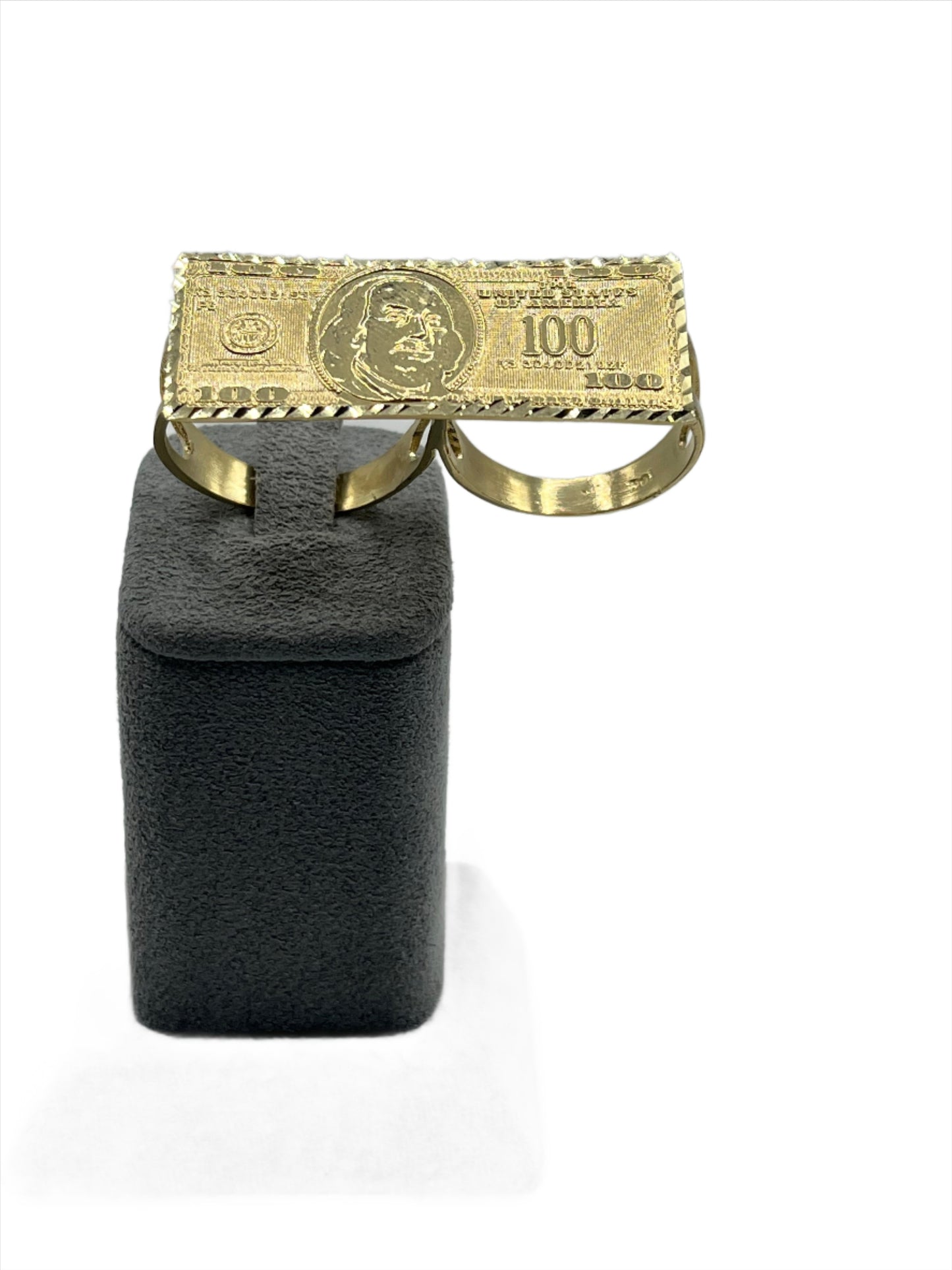 10K Gold 2-Finger $100 Bill Ring (large)