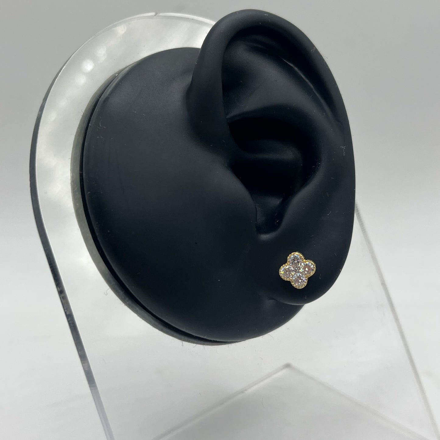 14k Gold LAB Diamond Small Clover Earrings (Screwbacks)