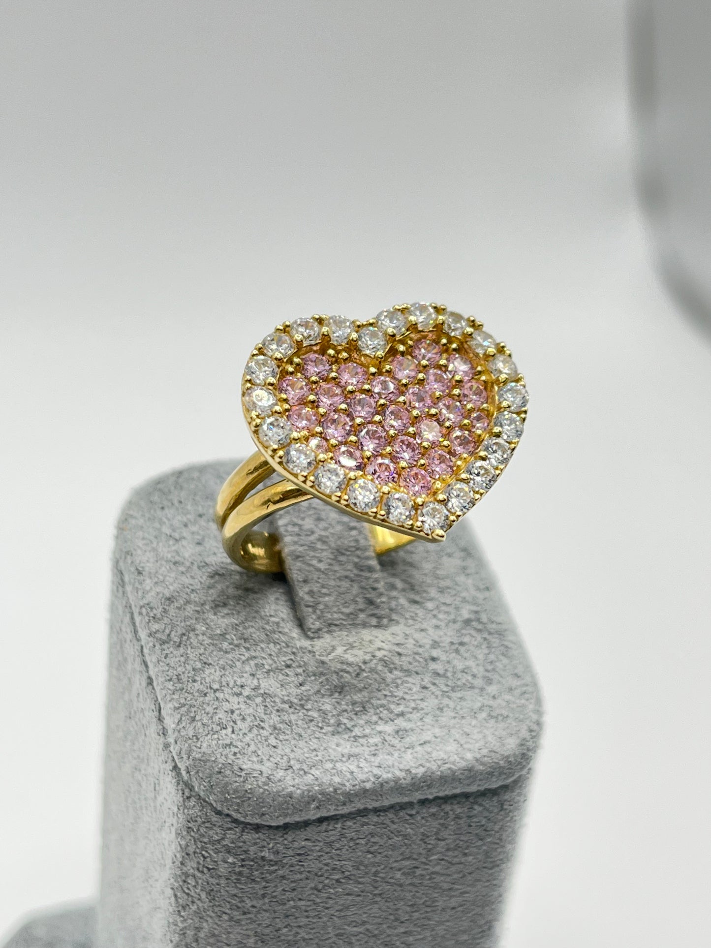 10K Gold Pink Heart Ring