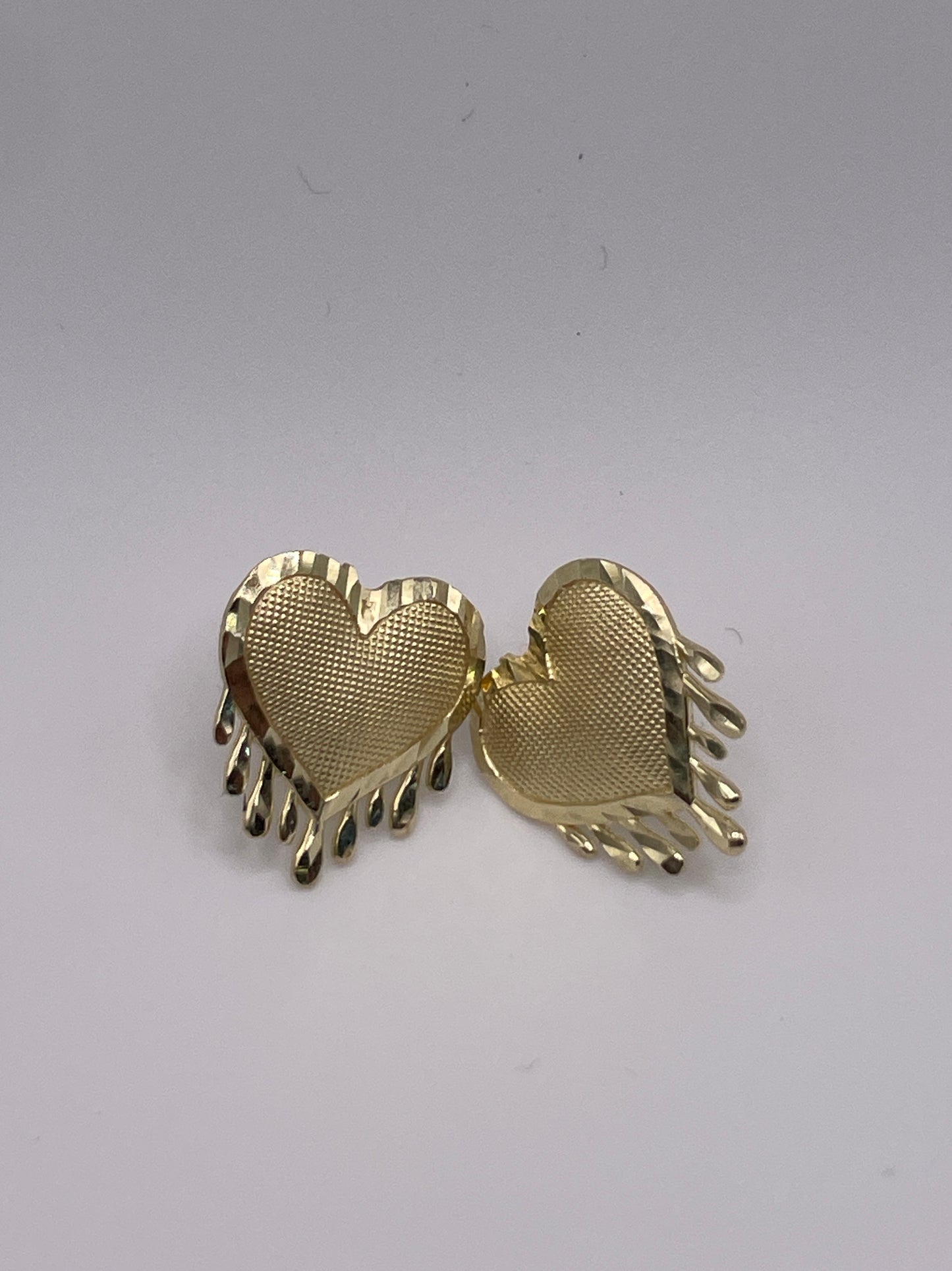 10K Gold Dripping Heart Earrings