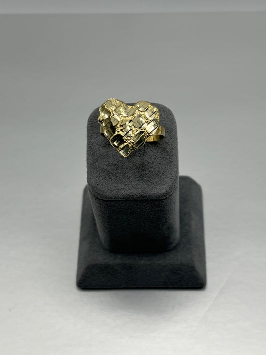 10K Gold Heart Nugget Ring (18mm)