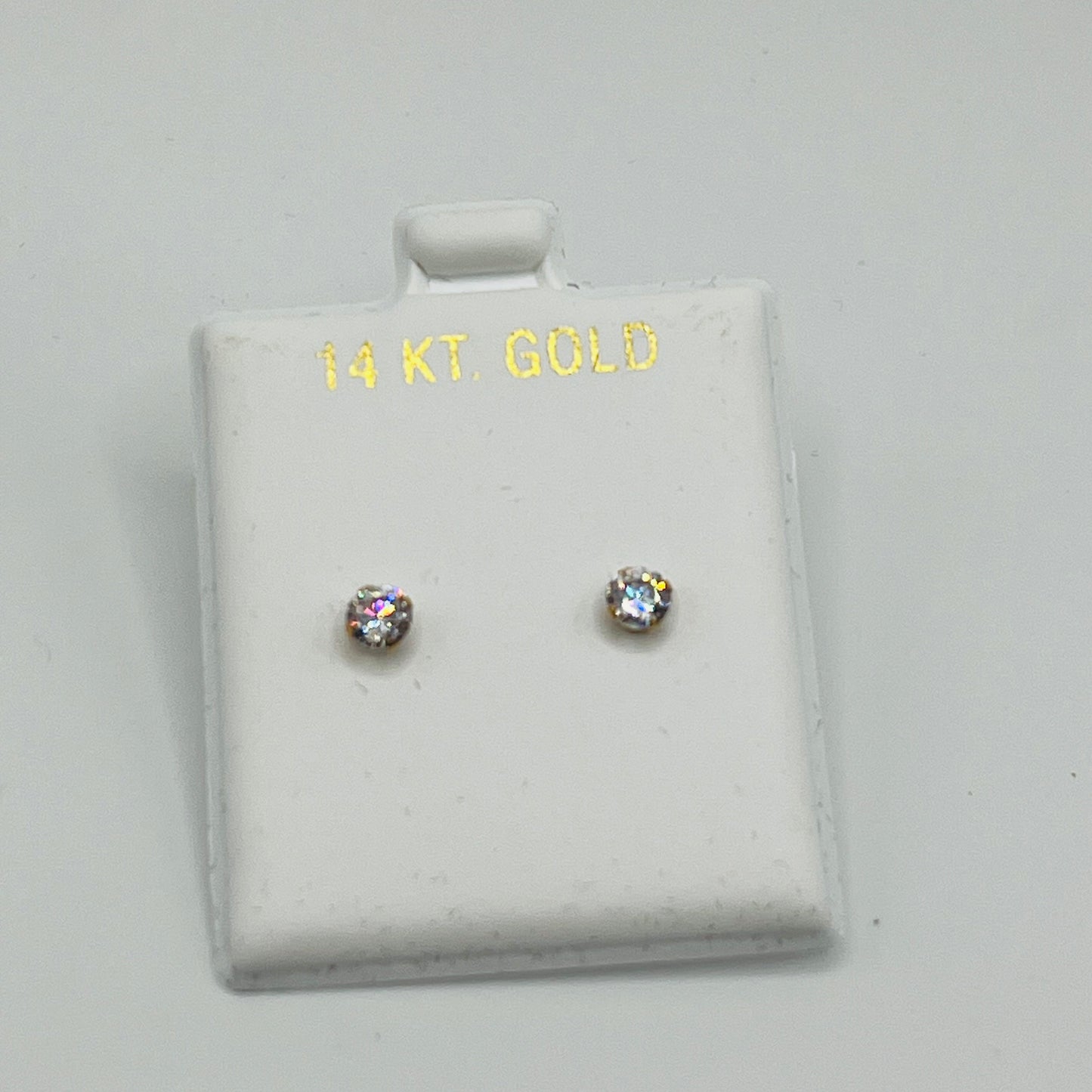 14K Gold Round Cut Studs (4mm)