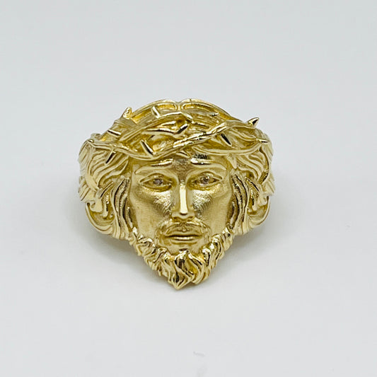 14K Gold Jesus Head Ring