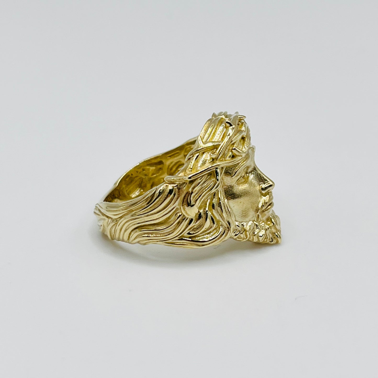 14K Gold Jesus Head Ring