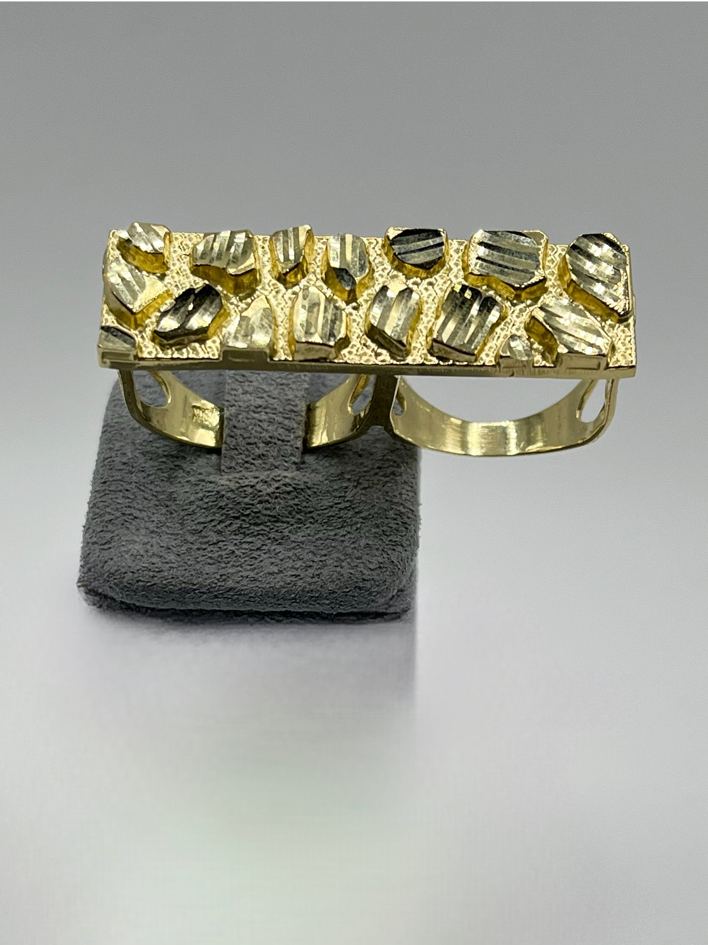 10K Solid Gold 2-Finger Nugget Ring