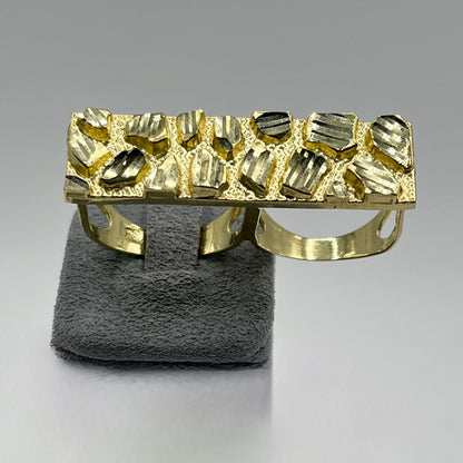 10K Solid Gold 2-Finger Nugget Ring