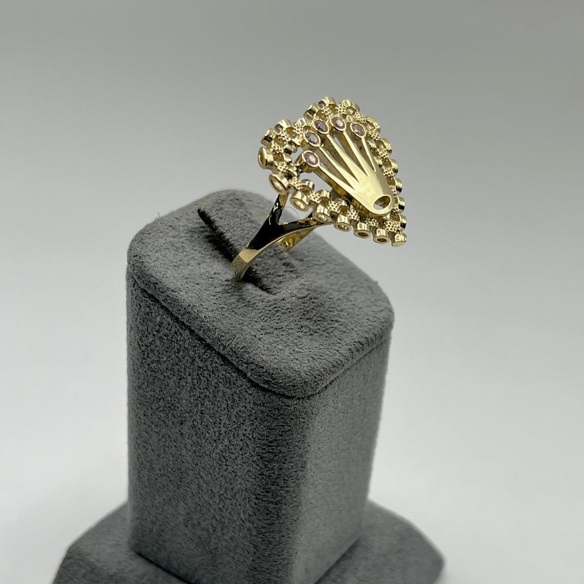 10K Gold RX Heart Ring with Pink Crown | Face Size: 21mm