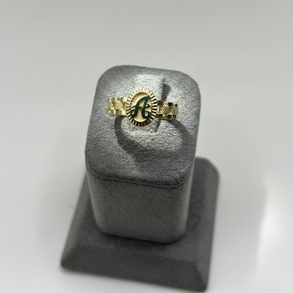 10k Gold Oval Initial RX Band Ring