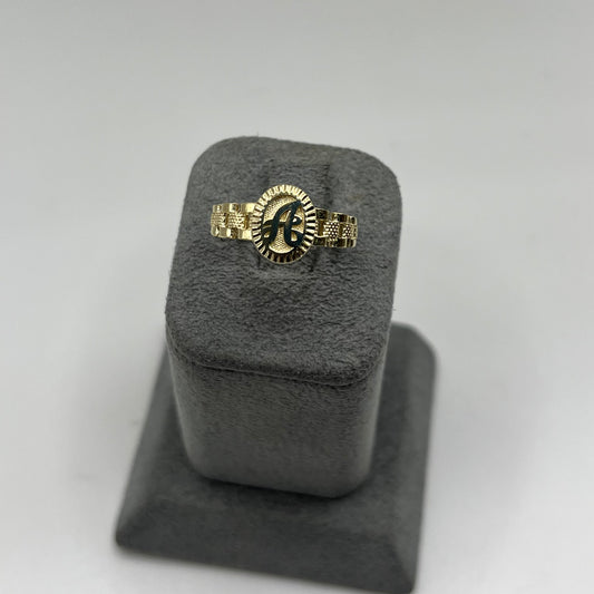 10k Gold Oval Initial RX Band Ring
