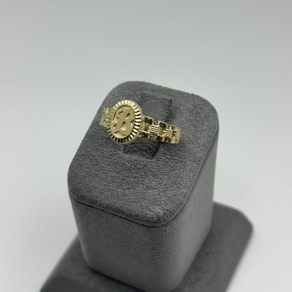 10k Gold Oval Initial RX Band Ring