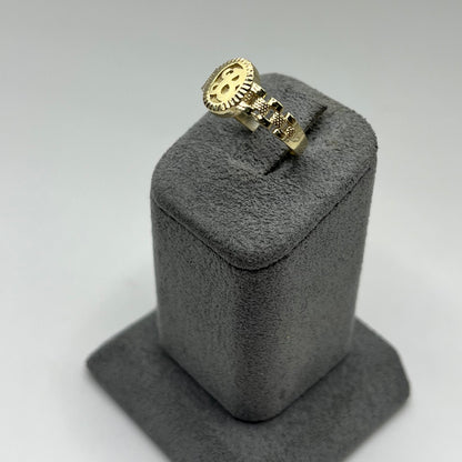 10k Gold Oval Initial RX Band Ring