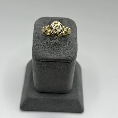 10k Gold Oval Initial RX Band Ring