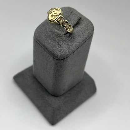 10k Gold Oval Initial RX Band Ring