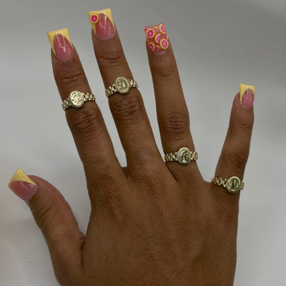 10k Gold Oval Initial RX Band Ring