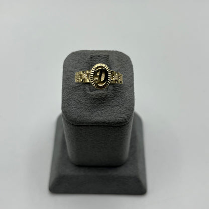 10k Gold Oval Initial RX Band Ring