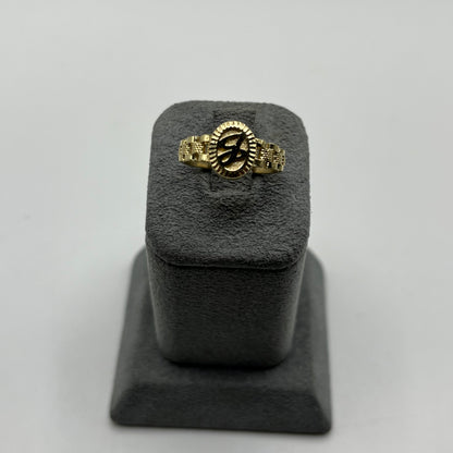 10k Gold Oval Initial RX Band Ring