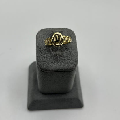 10k Gold Oval Initial RX Band Ring