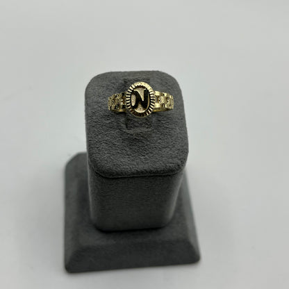 10k Gold Oval Initial RX Band Ring