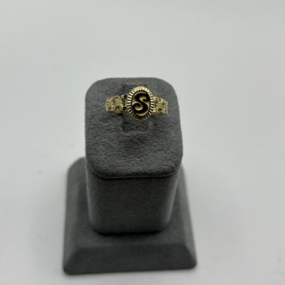 10k Gold Oval Initial RX Band Ring
