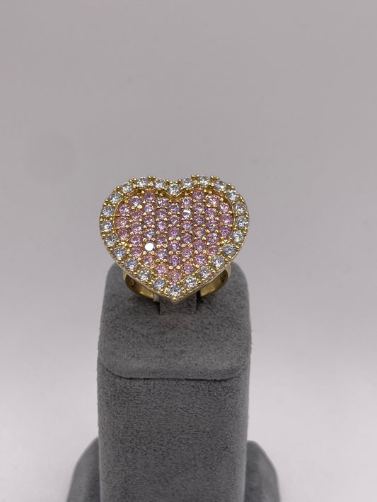 10K Gold Pink Heart Ring (large)